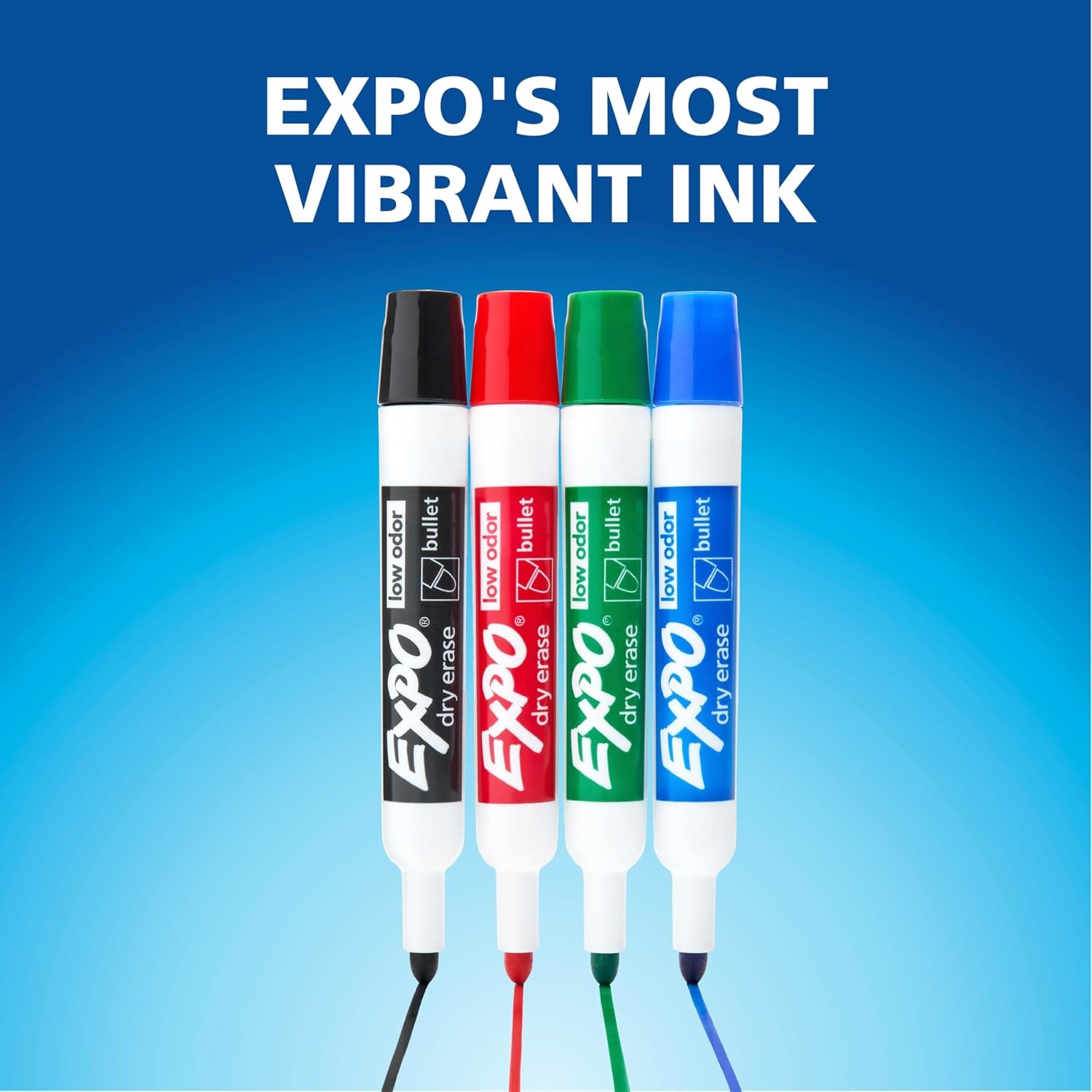 image:imageEXPO Dry Erase Markers Low Odor Ink Black Bullet Tip 12 Count Whiteboard Calendar Organization Essential Supplies for Office School Classroom Teachers