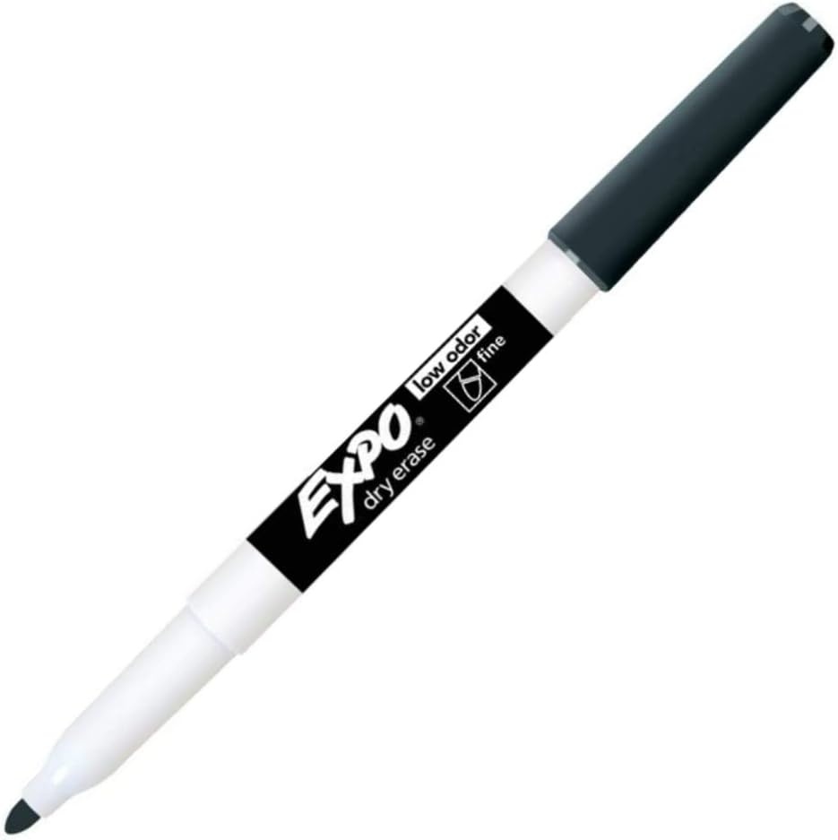 image:imageEXPO Dry Erase Markers Low Odor Ink Black Fine Tip 12 Count Whiteboard Calendar Organization Essential Supplies for Office School Classroom Teachers72