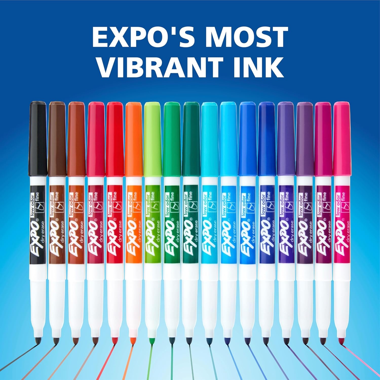 image:imageEXPO Dry Erase Markers Low Odor Ink Black Fine Tip 36 Count Easily Erases Ideal for Classroom Home Office Back to School Teacher Supplies36 Count Pack of 6
