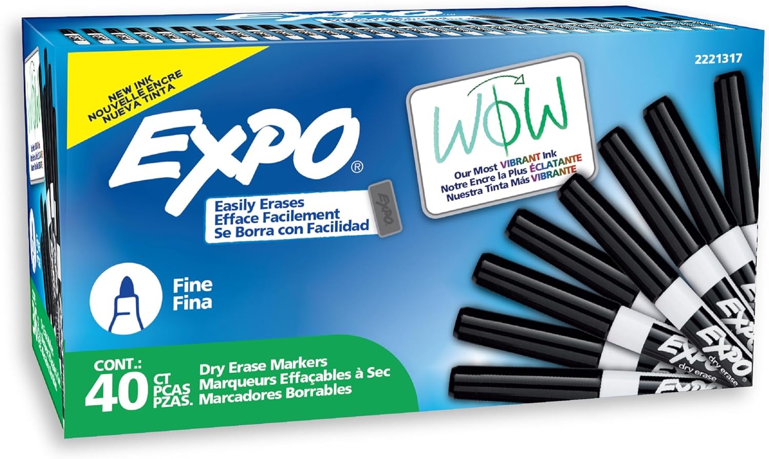 image:imageEXPO Dry Erase Markers Low Odor Ink Black Fine Tip 36 Count Easily Erases Ideal for Classroom Home Office Back to School Teacher Supplies40 Count Pack of 6