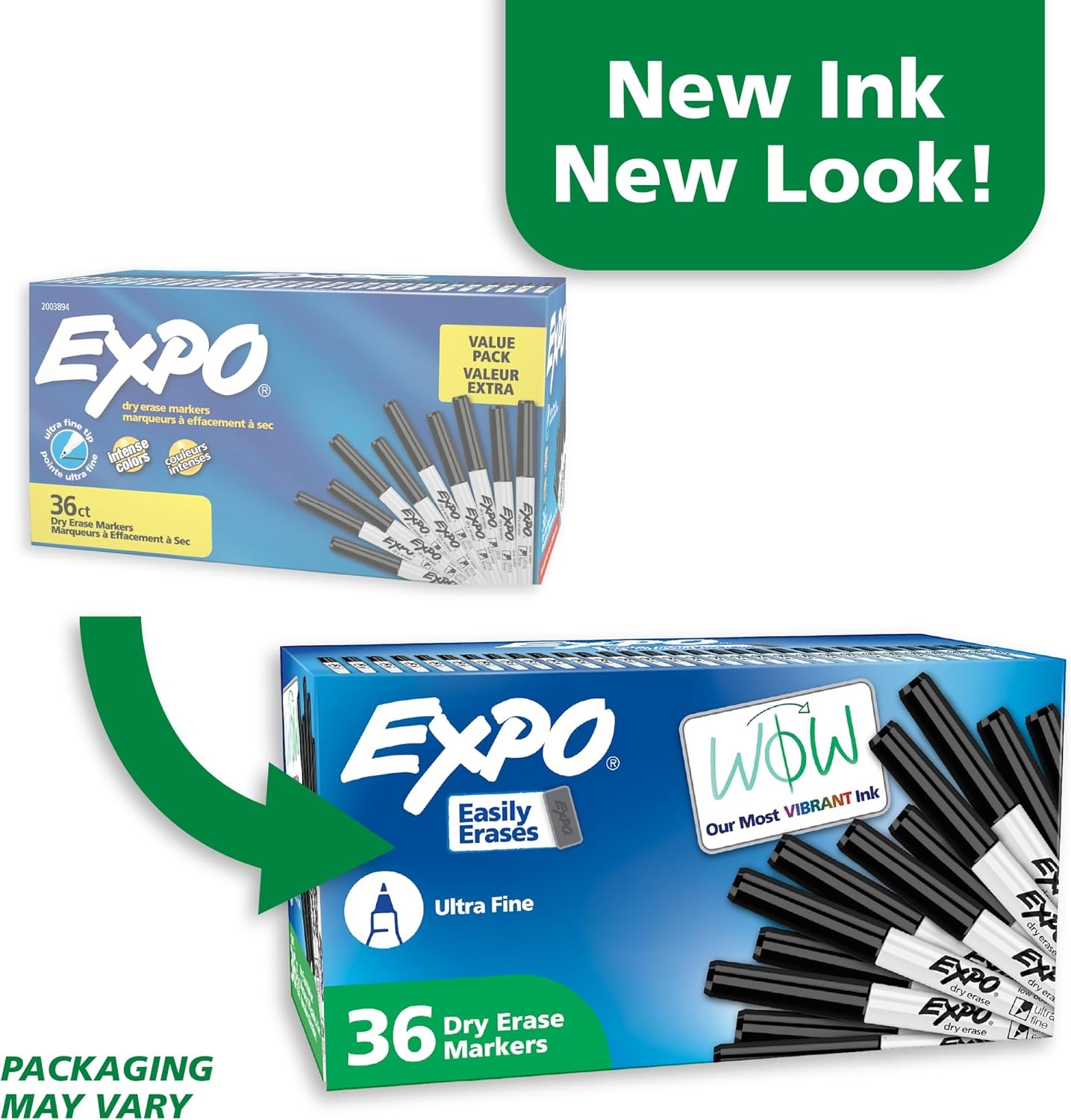 image:imageEXPO Dry Erase Markers Low Odor Ink Black Ultra Fine Tip 36 Count