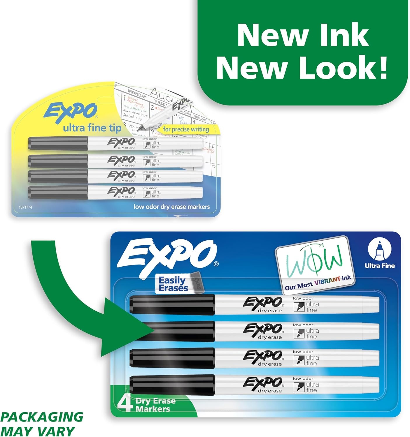 image:imageEXPO Dry Erase Markers Low Odor Ink Black Ultra Fine Tip 4 Count