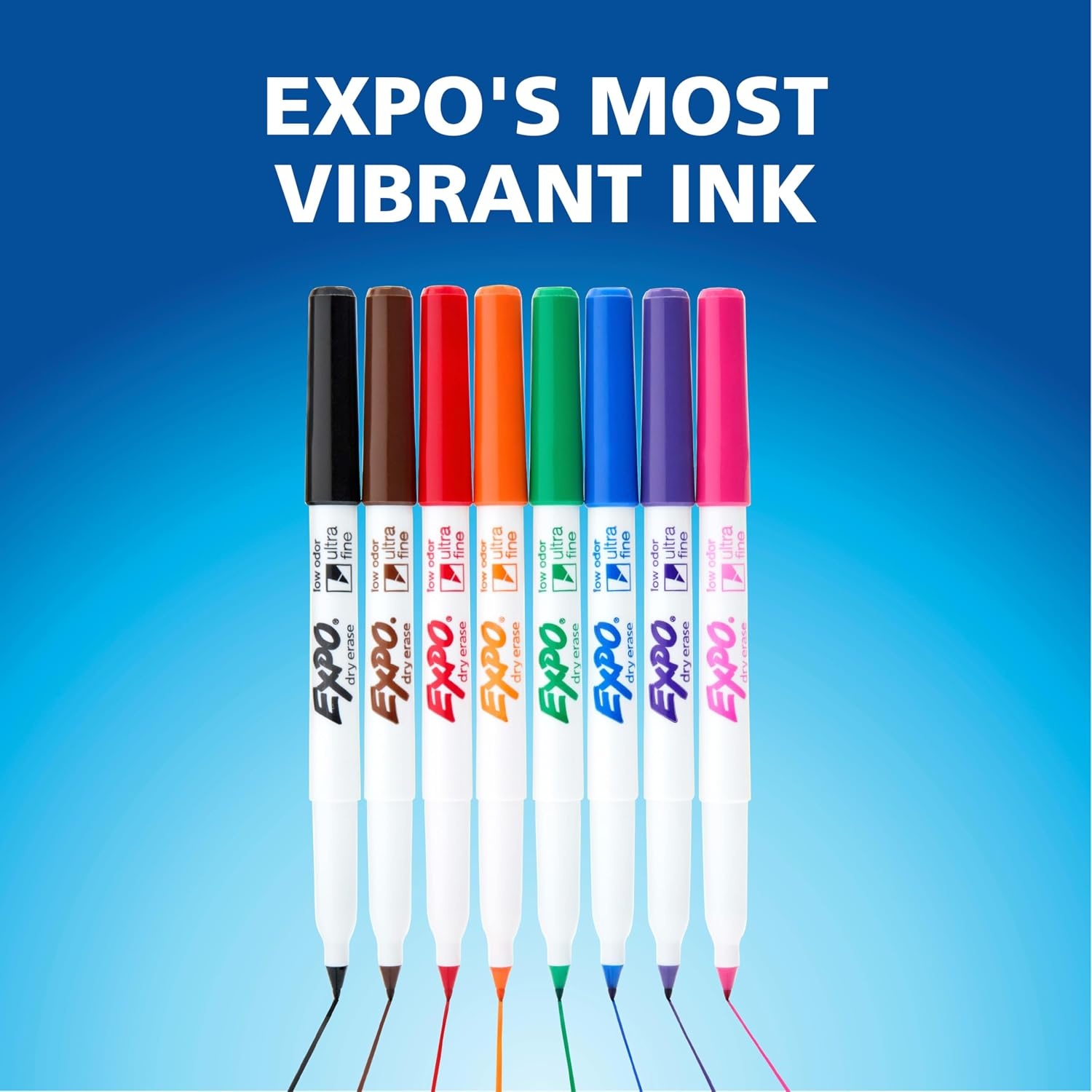 image:imageEXPO Dry Erase Markers Low Odor Ink Black Ultra Fine Tip 4 Count