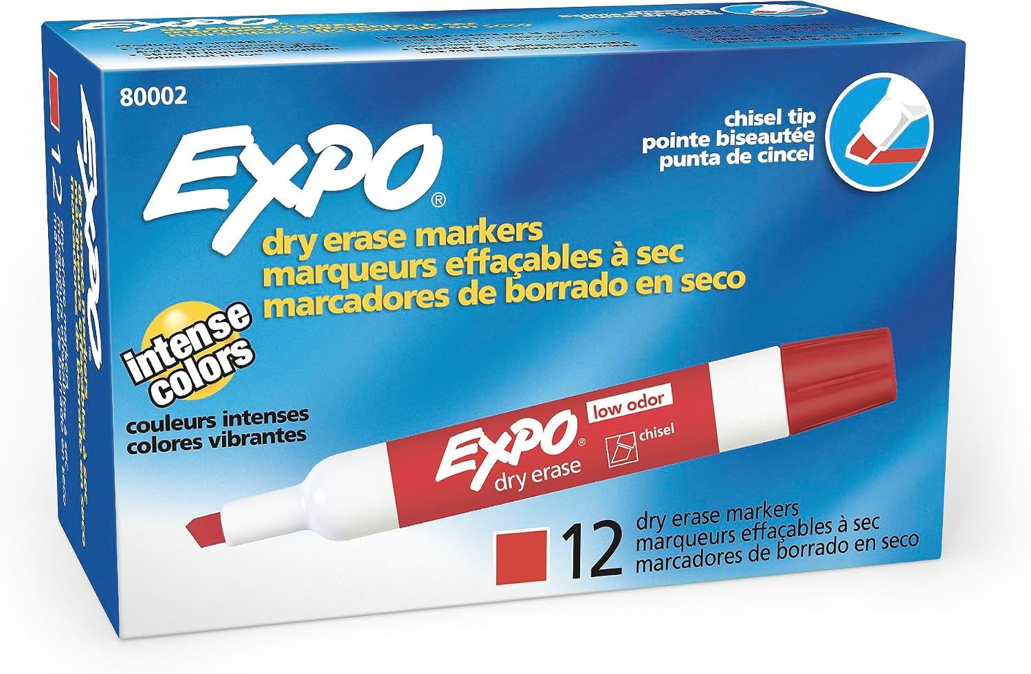 image:imageEXPO Dry Erase Markers Low Odor Ink Red Chisel Tip 12 Count1 Count Pack of 144