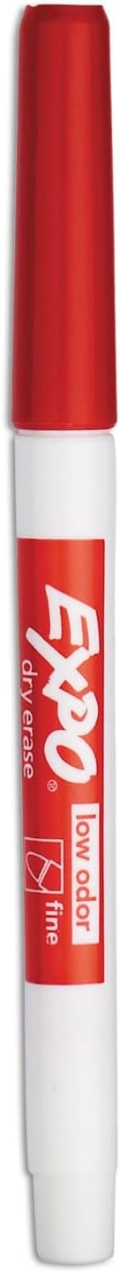image:imageEXPO Dry Erase Markers Low Odor Ink Red Fine Tip 12 Count Whiteboard Calendar Organization Essential Supplies for Office School Classroom Teachers