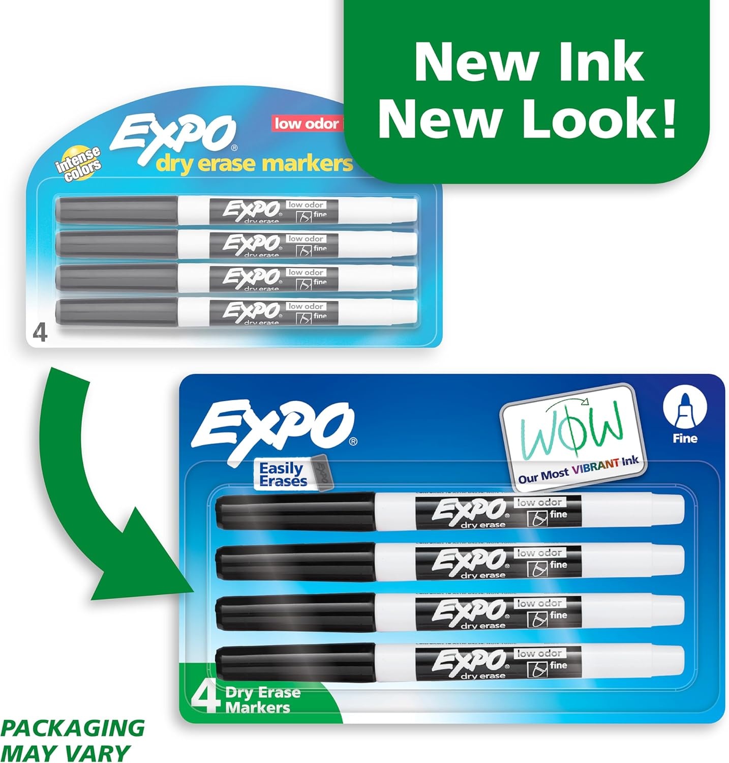 image:imageEXPO Low Odor Dry Erase Markers Fine Tip Black 4 Count Home Organization Study Supplies