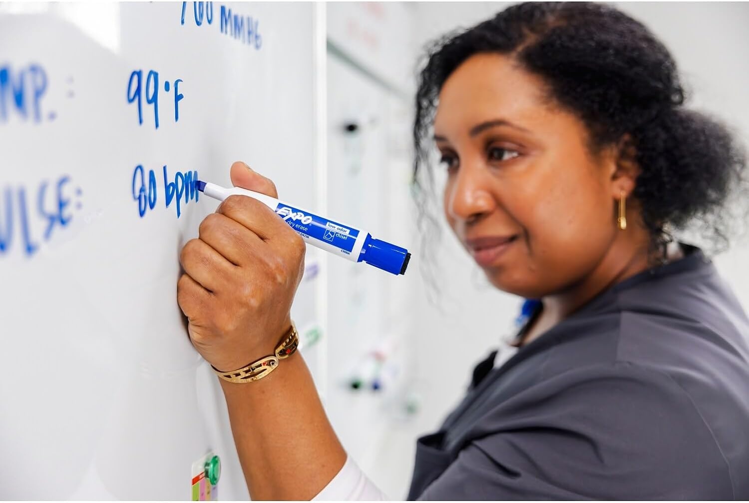 image:imageEXPO Magnetic Dry Erase Markers with Eraser Black Fine Tip 4 Count Back to School Teacher Supplies Home Organization