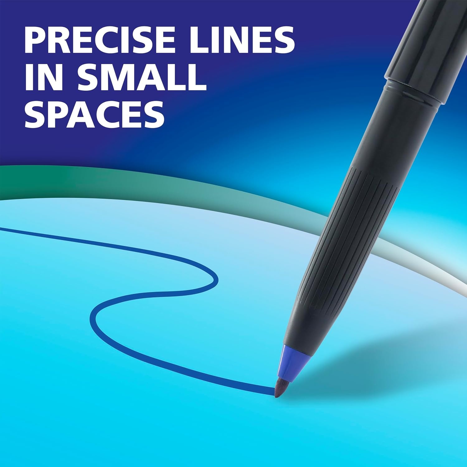 image:imageEXPO Wet Erase Markers SemiPermanent Blue Ultra Fine Tip 12 Count For Writing on Glass Whiteboards Mirrors Calendar Labeling Organizing12 Count Pack of 1