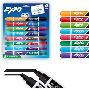EXPO 2-in-1 Dry Erase Markers, Dual-Ended Markers, Assorted Colors, Chisel Tip, 8 Count(1)