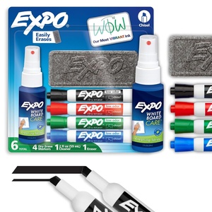 EXPO Dry Erase Markers Kit, Chisel Tip, Assorted Colors, Eraser, Spray Cleaner, 6 Count – Whiteboard, Calendar, Office Essentials, School, Classroom, Teacher Supplies