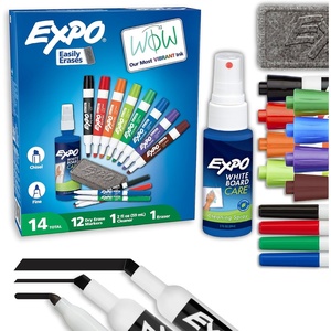 EXPO Dry Erase Markers Kit, Fine and Chisel Tip Markers, Assorted Colors, Eraser, Spray Cleaner, 14 Count(Markers)