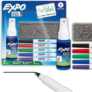 EXPO Dry Erase Markers Kit, Ultra Fine Tip, Assorted Colors, Eraser, Spray Cleaner, 7 Count – Whiteboard, Calendar, Office, School, Classroom, Teacher Supplies