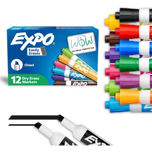 EXPO Dry Erase Markers, Low Odor Ink, Assorted Colors, Chisel Tip, 12 Count(1 Count (Pack of 12))