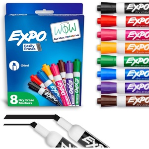 EXPO Dry Erase Markers, Low Odor Ink, Assorted Colors, Chisel Tip, 16 Count – Whiteboard, Calendar, Organization, Essential Supplies for Office, School, Classroom, Teachers(8-Count)
