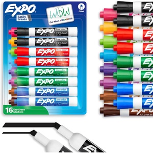 EXPO Dry Erase Markers, Low Odor Ink, Assorted Colors, Chisel Tip, 16 Count – Whiteboard, Calendar, Organization, Essential Supplies for Office, School, Classroom, Teachers(16 Count)