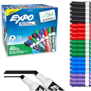 EXPO Dry Erase Markers, Low Odor Ink, Assorted Colors, Chisel Tip, 192 Count – Whiteboard, Calendar, Organization, Essential Supplies for Office, School, Classroom, Teachers(40 Count)