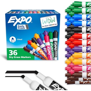 EXPO Dry Erase Markers, Low Odor Ink, Assorted Colors, Chisel Tip, 36 Count – Whiteboard, Calendar, Organization, Essential Supplies for Office, School, Classroom, Teachers(36 Count (Pack of 1))