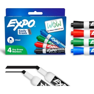 EXPO Dry Erase Markers, Low Odor Ink, Assorted Colors, Chisel Tip, 4 Count – Whiteboard, Calendar, Organization, Essential Supplies for Office, School, Classroom, Teachers