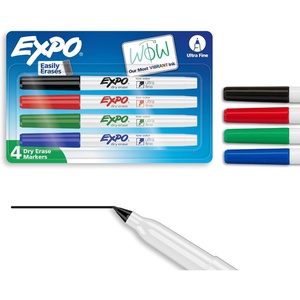 EXPO Dry Erase Markers, Low Odor Ink, Assorted Colors, Ultra Fine Tip, 4 Count – Whiteboard, Calendar, Organization, Essential Supplies for Office, School, Classroom, Teachers
