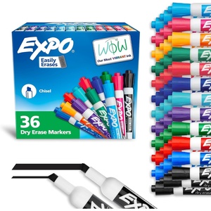 EXPO Dry Erase Markers, Low Odor Ink, Assorted Fashion Colors, Chisel Tip, 36 Count – Easily Erases, Ideal for Classroom, Home, Office, Back to School, Teacher Supplies