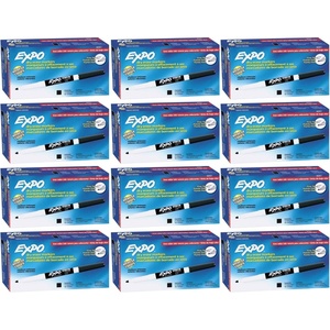 EXPO Dry Erase Markers, Low Odor Ink, Black, Fine Tip, 12 Count – Whiteboard, Calendar, Organization, Essential Supplies for Office, School, Classroom, Teachers(144)