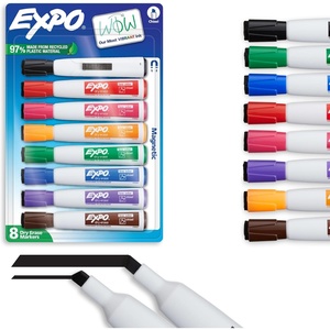 EXPO Magnetic Dry Erase Markers with Eraser, Assorted Colors, Chisel Tip, 8 Count – Back to School, Teacher Supplies, Home Organization